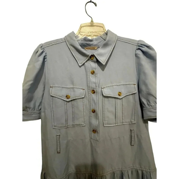 Soft Surroundings Tiered Button-Up Casual Midi Shirt Dress Size S denim - Picture 3 of 10